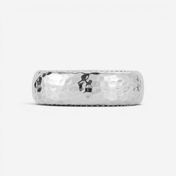 JAI Sterling Silver Hammered Men's Band Ring JJH3039MR