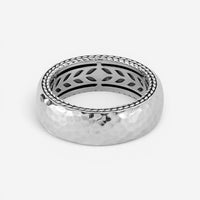 JAI Sterling Silver Hammered Men's Band Ring JJH3039MR