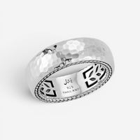 JAI Sterling Silver Hammered Men's Band Ring JJH3039MR
