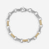 JAI Sterling Silver & 14K Yellow Gold Textured Men's Link Bracelet JJH3040MBG