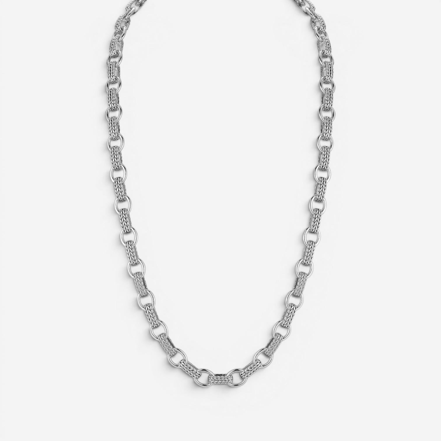 JAI Sterling Silver Textured Men's Link Necklace JJH3040MN