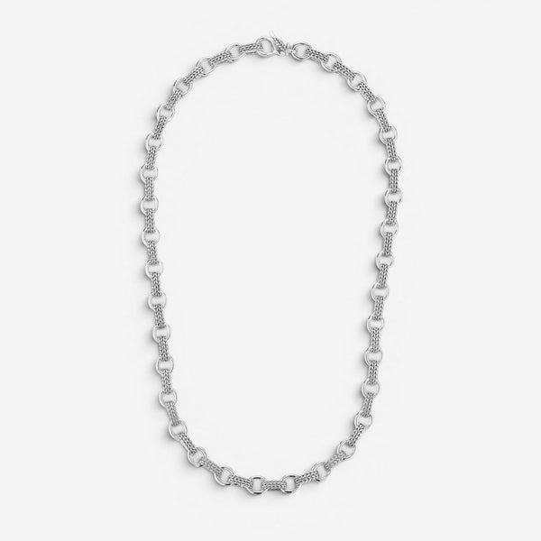 JAI Sterling Silver Textured Men's Link Necklace JJH3040MN