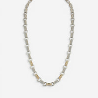 JAI Sterling Silver & 14K Yellow Gold Textured Men's Link Necklace JJH3040MNG