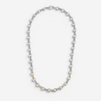 JAI Sterling Silver & 14K Yellow Gold Textured Men's Link Necklace JJH3040MNG