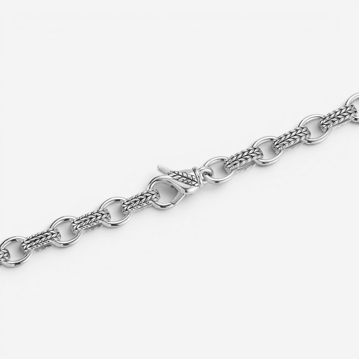 JAI Sterling Silver & 14K Yellow Gold Textured Men's Link Necklace JJH3040MNG