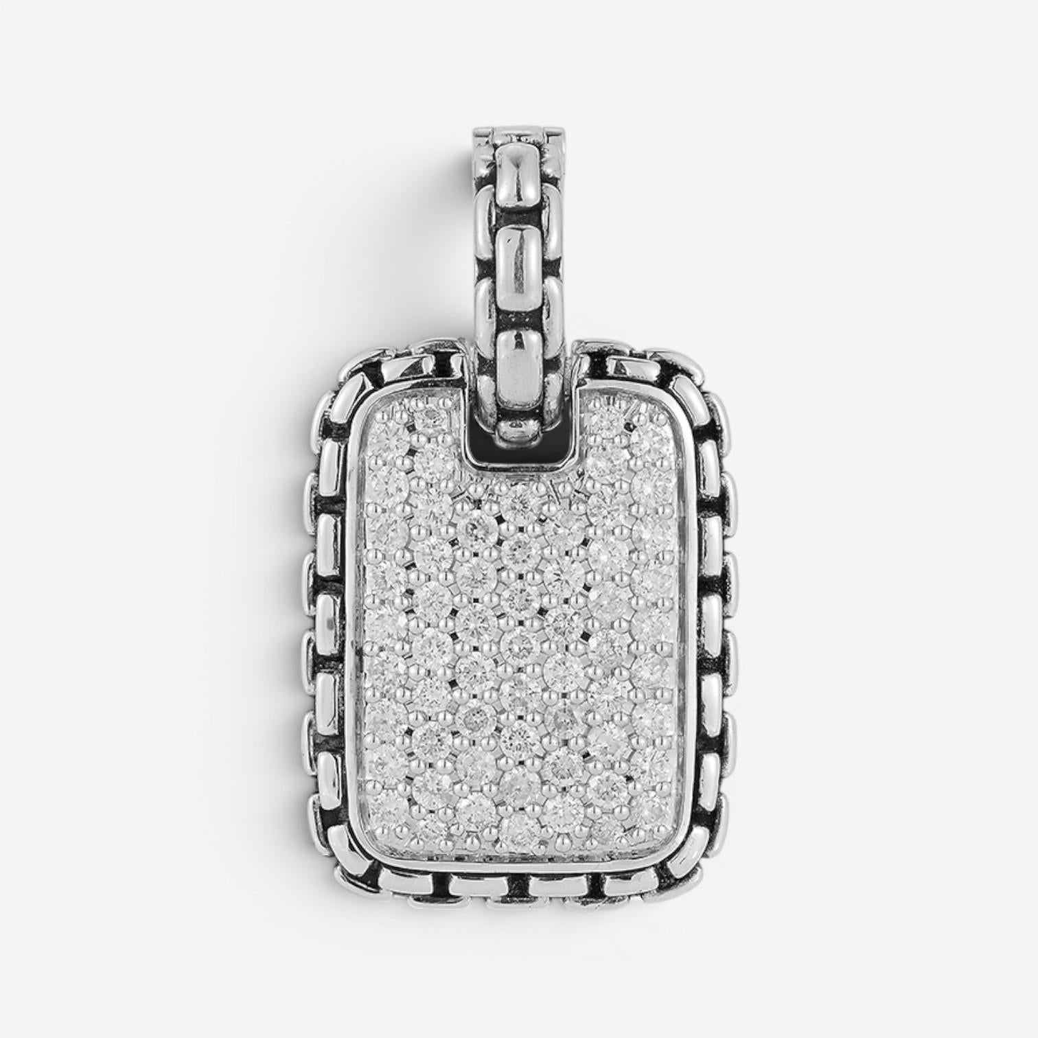 JAI Sterling Silver Diamond Pave Men's Pendant Necklace JJH3041MP-DI