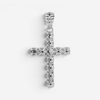JAI Sterling Silver Black Spinel Cross Pendant Necklace JJH3042MP