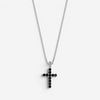 JAI Sterling Silver Black Spinel Cross Pendant Necklace JJH3042MP