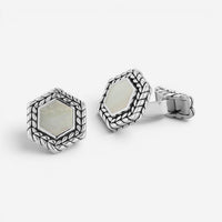 JAI Sterling Silver Mother of Pearl Hexagon Cufflinks JJH3044C-M