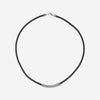 JAI Sterling Silver Leather Textured Station Black Men's Necklace JJH3045MN-BK