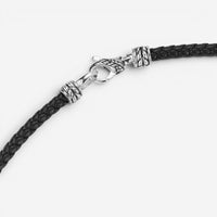 JAI Sterling Silver Leather Textured Station Black Men's Necklace JJH3045MN-BK