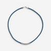 JAI Sterling Silver Leather Textured Station Blue Men's Necklace JJH3045MN-20-BL