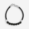 JAI Sterling Silver Black Onyx Leather Bead Men's Bracelet JJH3046MB-BO