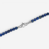 JAI Sterling Silver Lapis Lazuli Textured Station Bead Men's Necklace JJH3049MN-