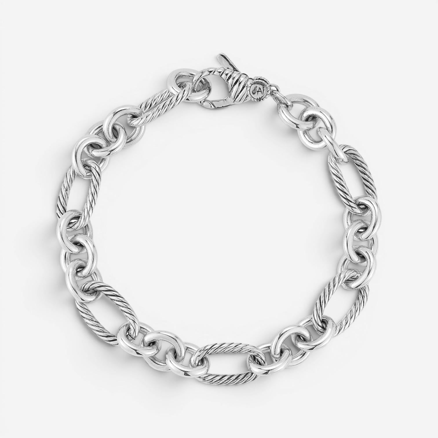 JAI Sterling Silver Oval Link Men's Bracelet JJH3051MB