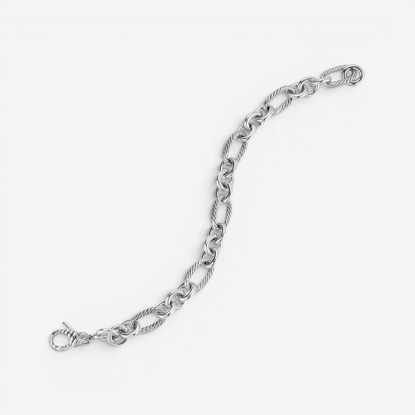 JAI Sterling Silver Oval Link Men's Bracelet JJH3051MB