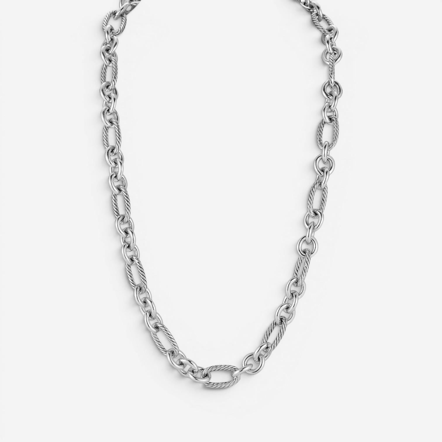 JAI Sterling Silver Oval Link Men's Necklace JJH3051MN
