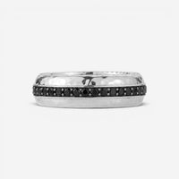 JAI Sterling Silver Black Spinel Hammered Men's Band Ring JJH3053MR-BS
