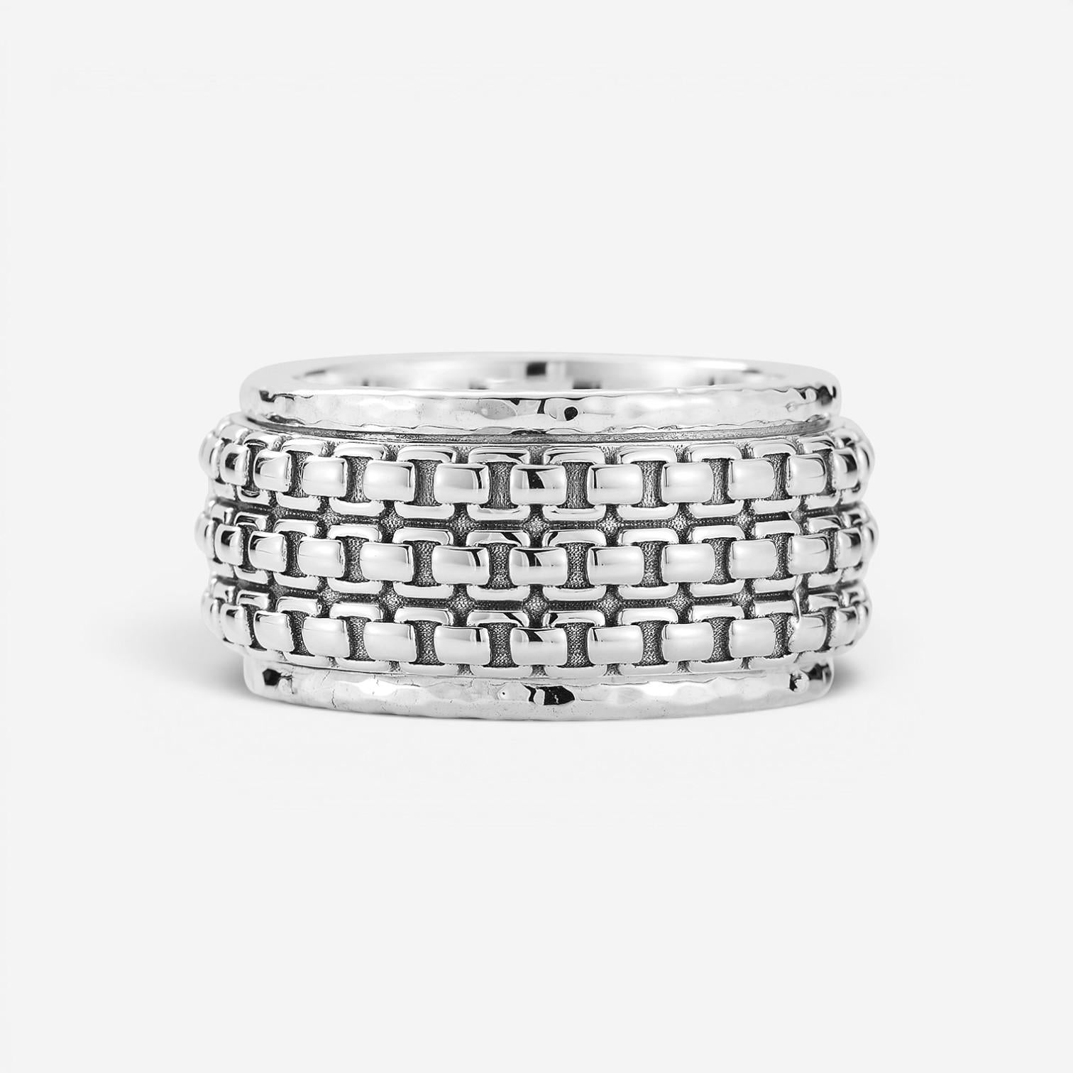 JAI Sterling Silver Artisan Textured Spinner Ring JJH3056MR