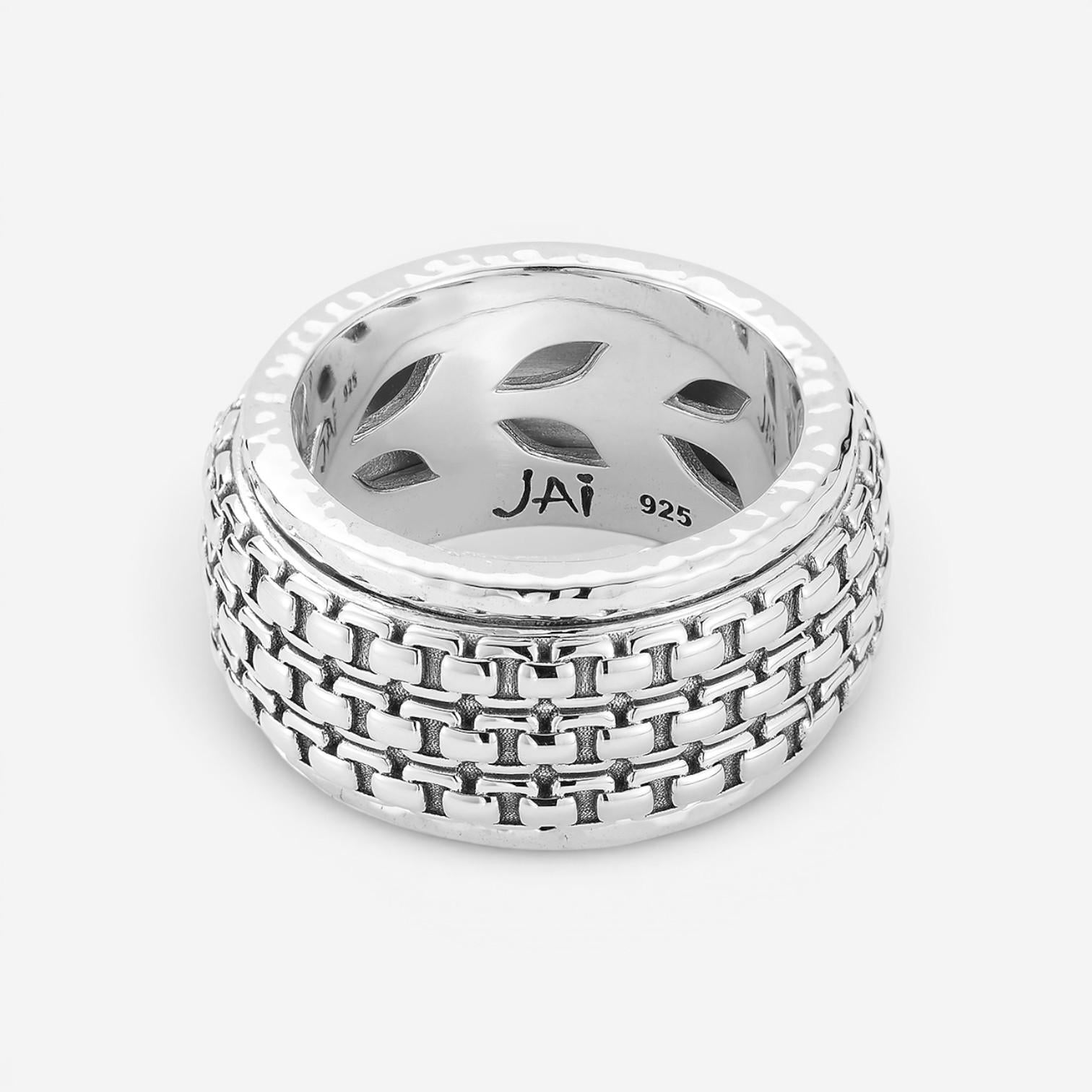 JAI Sterling Silver Artisan Textured Spinner Ring JJH3056MR