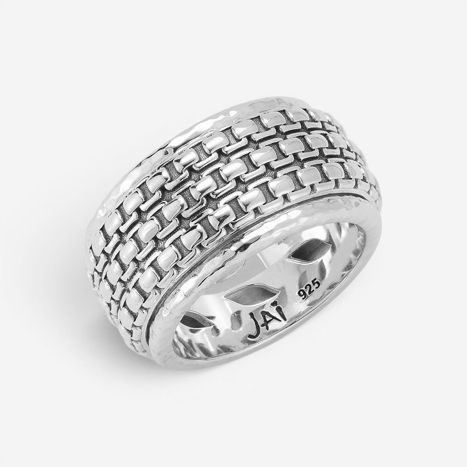 JAI Sterling Silver Artisan Textured Spinner Ring JJH3056MR