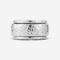JAI Sterling Silver Artisan Hammered Spinner Men's Ring JJH3057MR