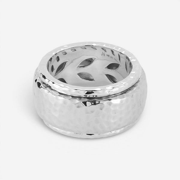JAI Sterling Silver Artisan Hammered Spinner Men's Ring JJH3057MR