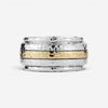 JAI Sterling Silver & 14K Yellow Gold Artisan Hammered Spinner Men's Ring JJH305