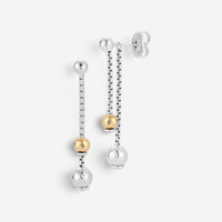 JAI Sterling Silver & 14K Yellow Gold Hammered Bead Dangle Earrings JJH3066EG