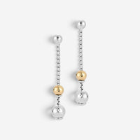 JAI Sterling Silver & 14K Yellow Gold Hammered Bead Dangle Earrings JJH3066EG