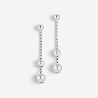 JAI Sterling Silver Hammered Bead & Box Chain Dangle Earrings JJH3066E