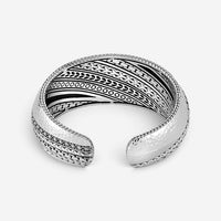JAI Modern Artisan Sterling Silver Textured Cuff Bangle Bracelet JJH5004B