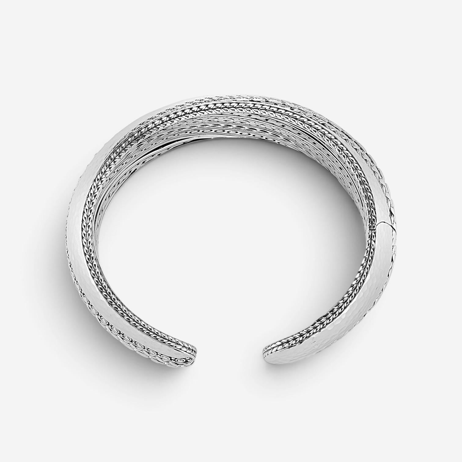 JAI Modern Artisan Sterling Silver Textured Cuff Bangle Bracelet JJH5004B