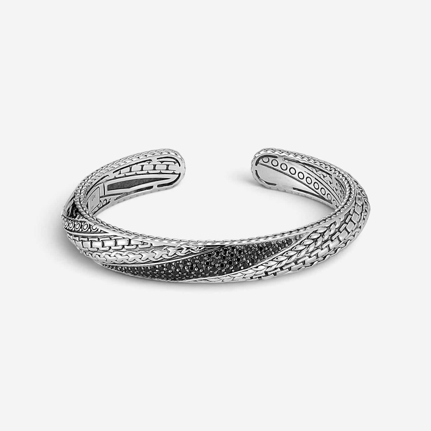 JAI Master Artisan Sterling Silver Black Spinel Cuff Bangle Bracelet JJH5005B-BS