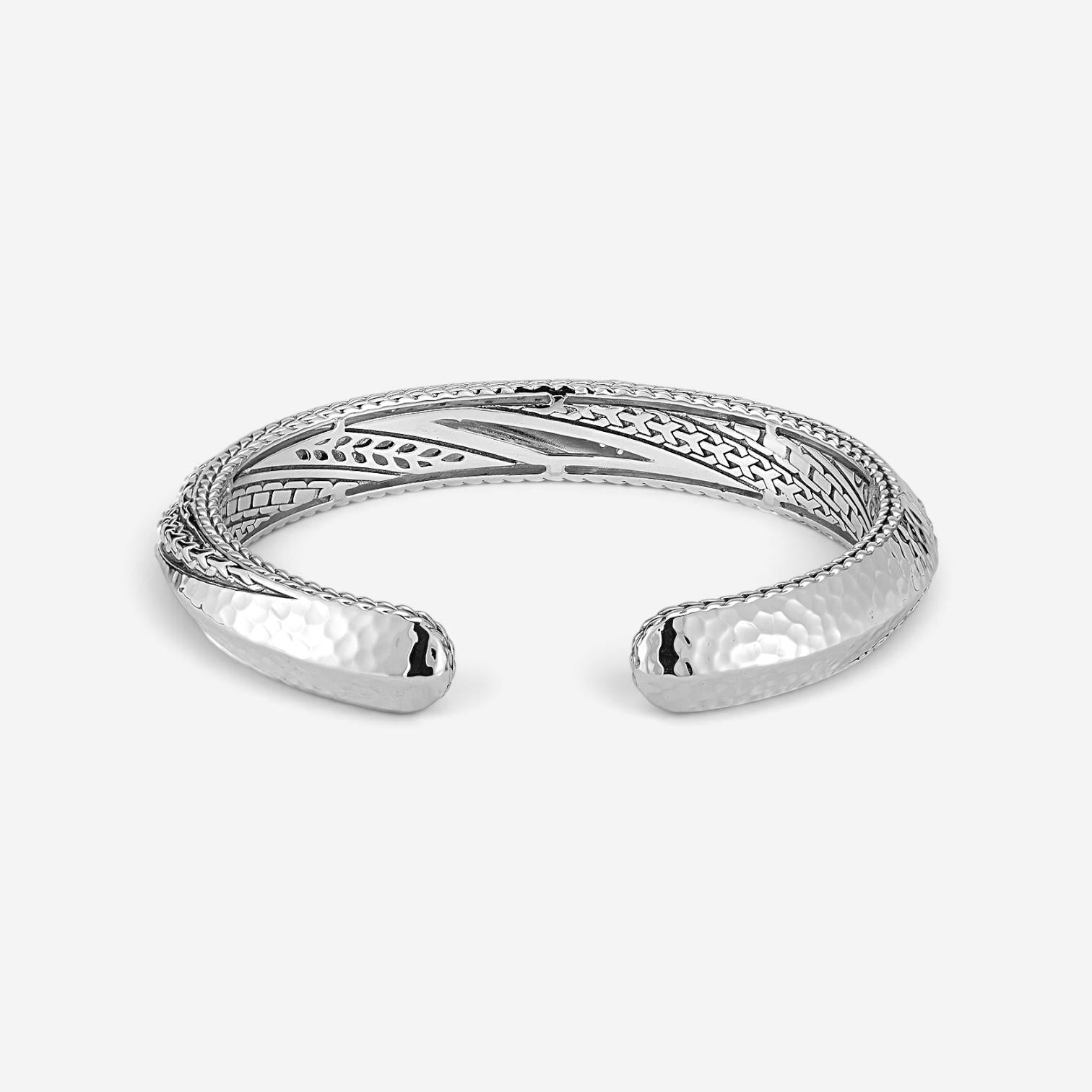JAI Master Artisan Sterling Silver Black Spinel Cuff Bangle Bracelet JJH5005B-BS