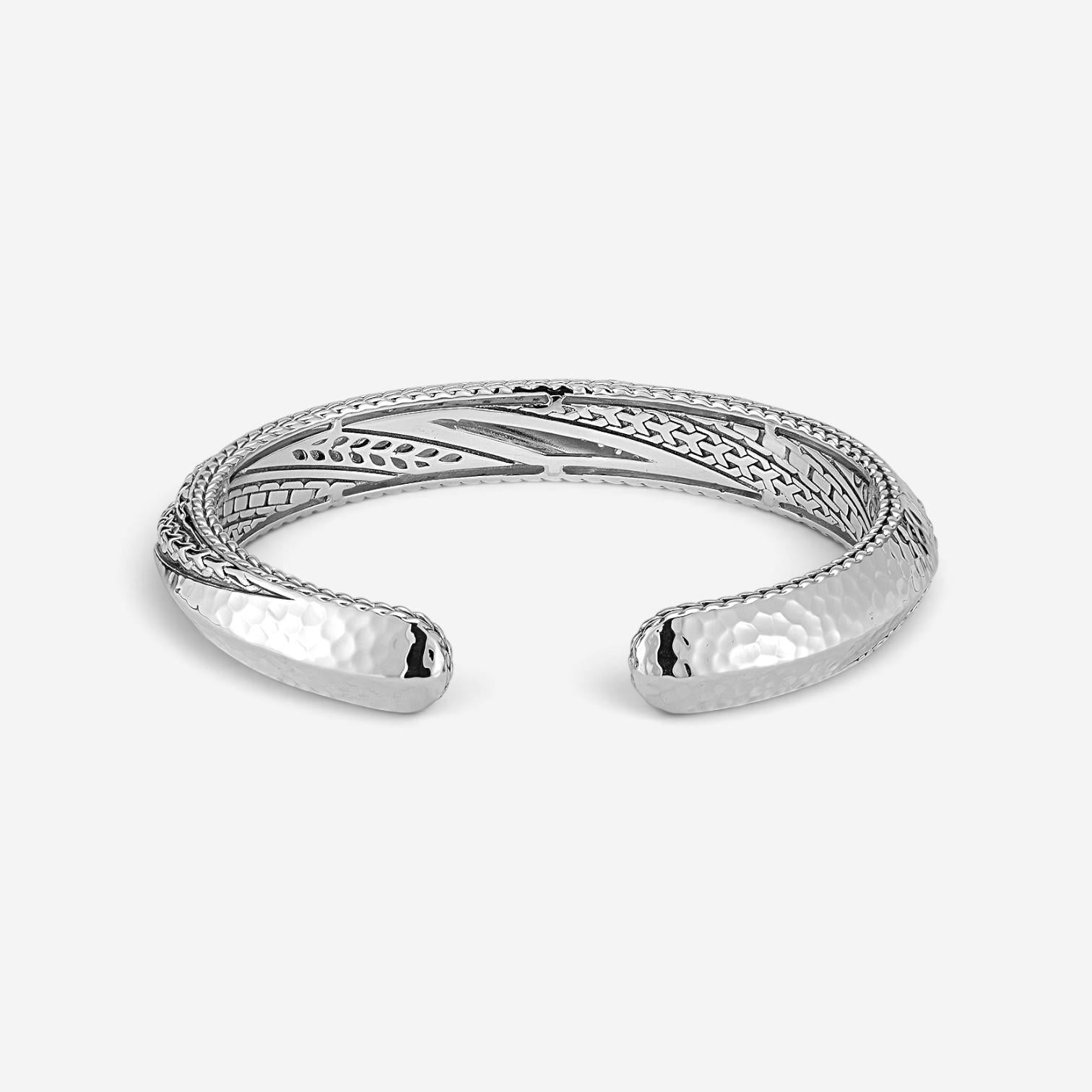 JAI Master Artisan Sterling Silver White Topaz Cuff Bangle Bracelet JJH5005B-WT