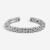 JAI Sterling Silver Carved Byzantine Men's Cuff Bangle Bracelet JJH5015MB