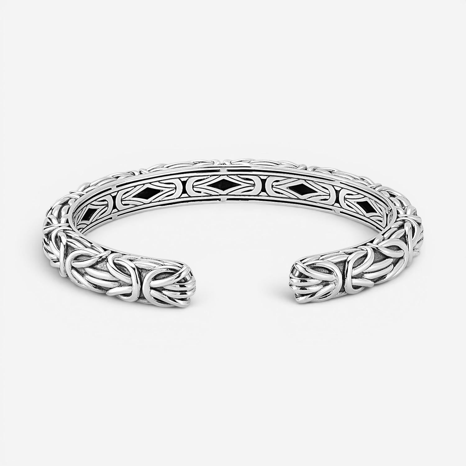 JAI Sterling Silver Carved Byzantine Men's Cuff Bangle Bracelet JJH5015MB