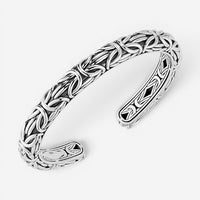 JAI Sterling Silver Carved Byzantine Men's Cuff Bangle Bracelet JJH5015MB