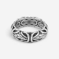 JAI Sterling Silver Basketweave Byzantine Men's Band Ring JJH5015MR