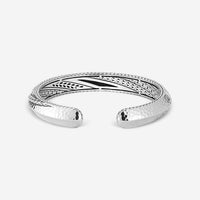 JAI Hammered Artisan Sterling Silver & 14K Yellow Gold Hinged Cuff Bracelet JJH5