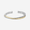 JAI Sterling Silver & 14K Yellow Gold Crossover Hinged Cuff Bangle Bracelet JJH5