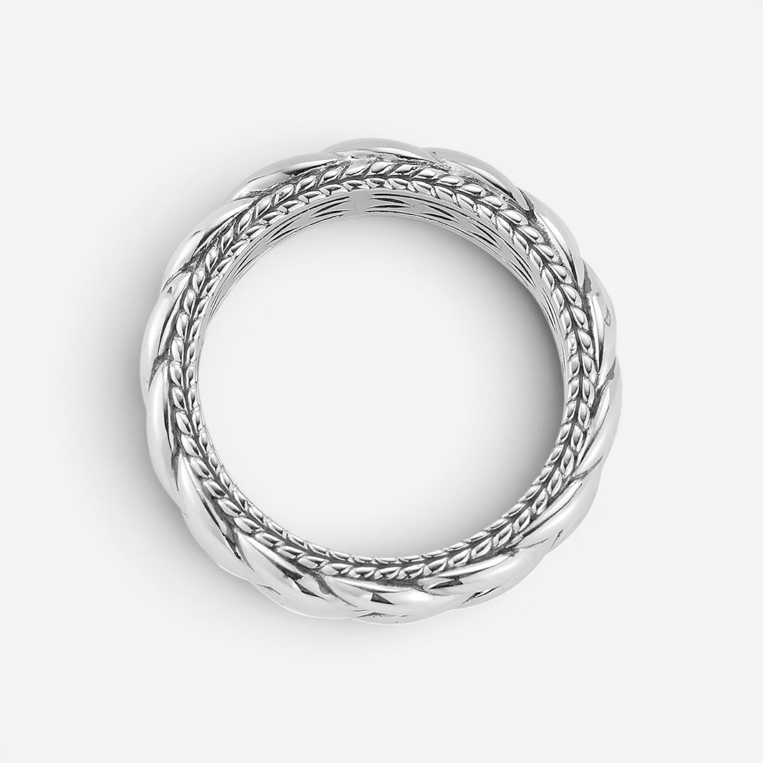 JAI Sterling Silver Black Spinel Basketweave Men's Band Ring JJH5020MR-BS