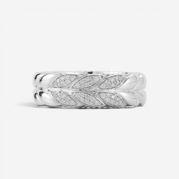 JAI Sterling Silver Diamond Basketweave Men's Band Ring JJH5020MR-DI
