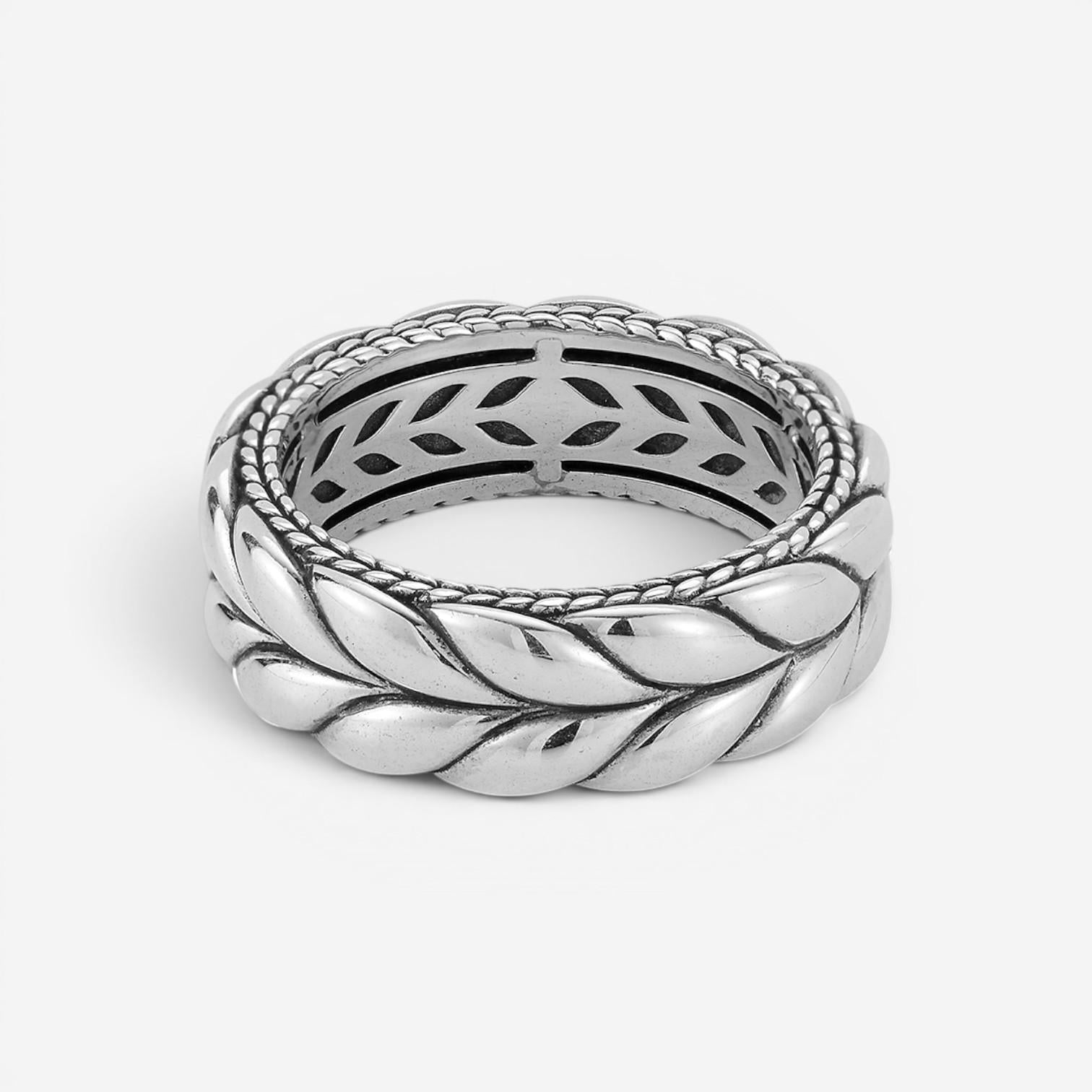 JAI Sterling Silver Diamond Basketweave Men's Band Ring JJH5020MR-DI