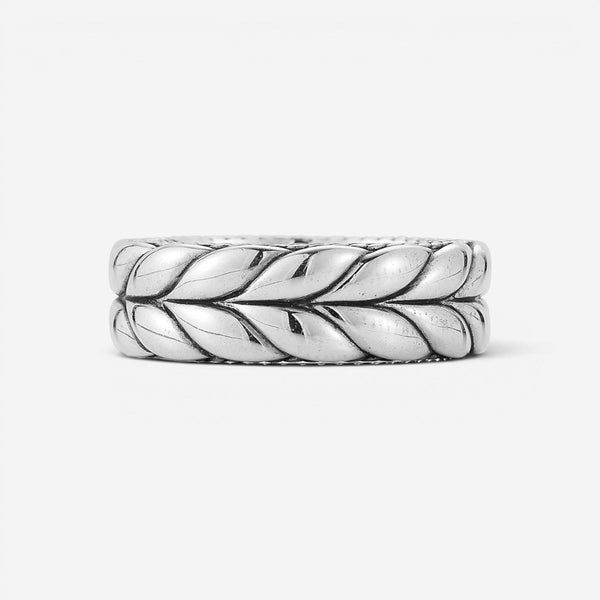 JAI Sterling Silver Basketweave Men's Band Ring JJH5020MR