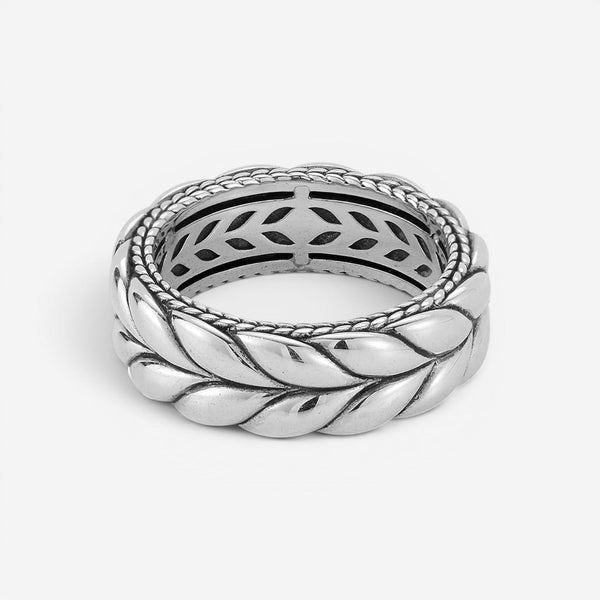 JAI Sterling Silver Basketweave Men's Band Ring JJH5020MR