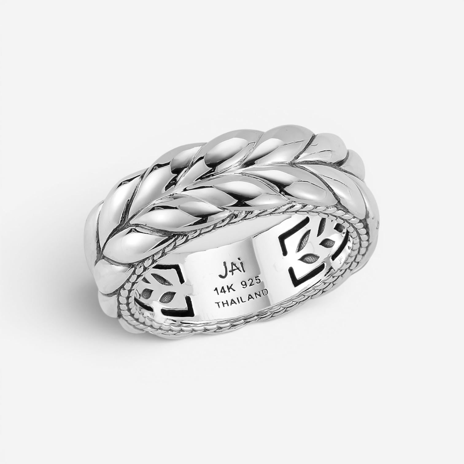 JAI Sterling Silver Basketweave Men's Band Ring JJH5020MR