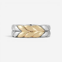 JAI Sterling Silver & 14K Yellow Gold Basketweave Band Men's Ring JJH5020MRG