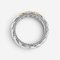 JAI Sterling Silver & 14K Yellow Gold Basketweave Band Men's Ring JJH5020MRG